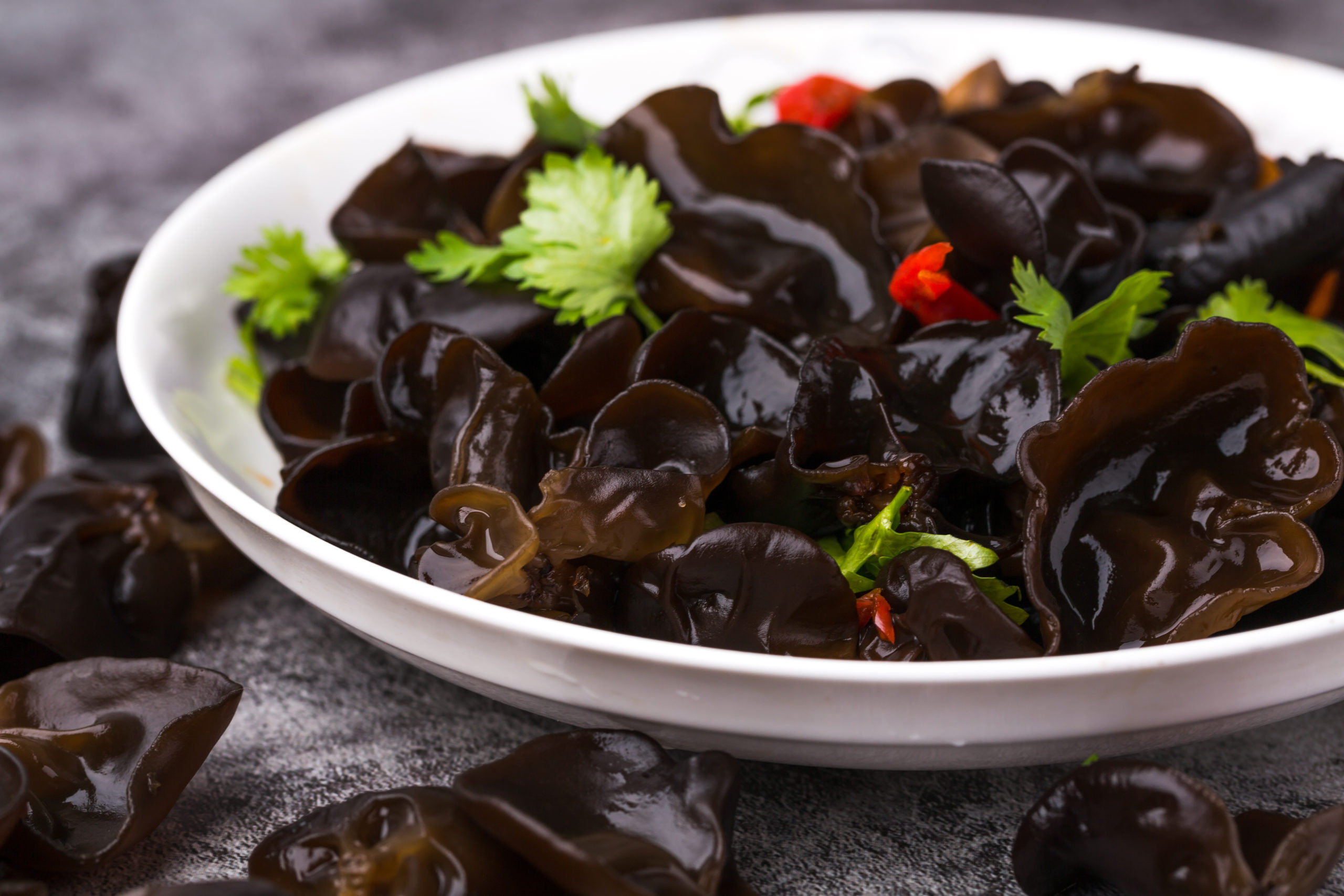 Closeup of Chinese cuisine ,Black Fungus in Sauce